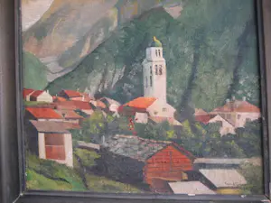 Frans de Groen - Frans de Groen "Alpenlandschap met kerktoren" olieverf op jute 1943 kopen? Bied vanaf 150!