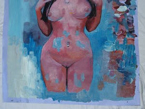 Peter Klashorst - Acrylverf op doek , “Naakt” – GROOT - 2017 – 122 x 94 cm kopen? Bied vanaf 350!