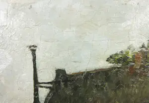 Niet of onleesbaar gesigneerd - Olieverf op marouflé, Sluisje bij boerderij - Ingelijst kopen? Bied vanaf 1!