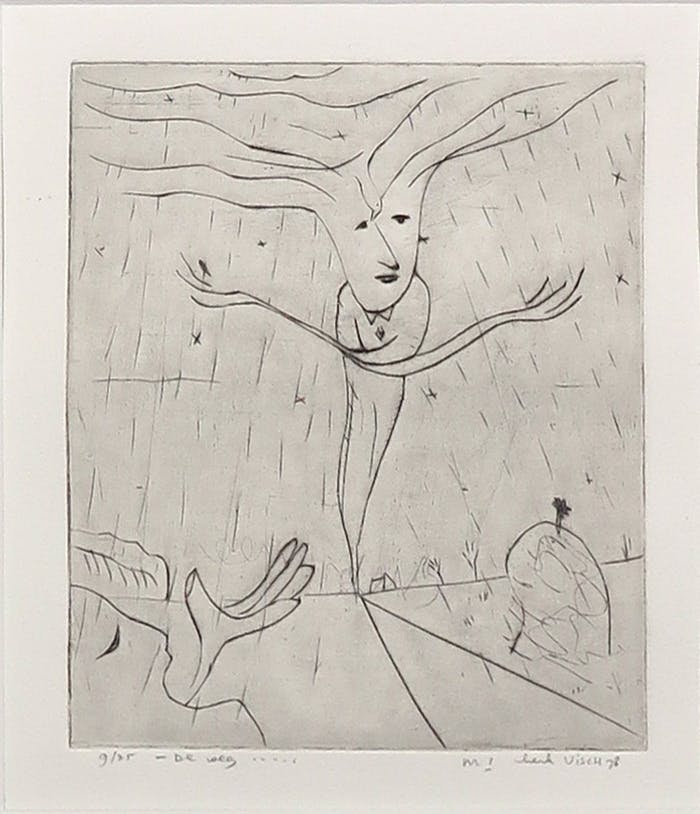 Buy Henk Visch - Ets, 9/25, De weg... nr. 1 - Ingelijst? Bid from 50!