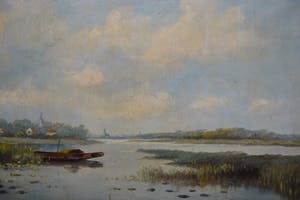 Niet of onleesbaar gesigneerd - Klein (20ste eeuw) - Hollands rivierenlandschap kopen? Bied vanaf 10!