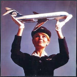 Paul Huf - Foto op dibond, KLM Stewardess 1949 kopen? Bied vanaf 1!