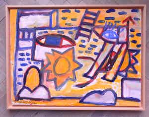 Hannes Kuiper - In verre streken.... - Acryl - 2003 - blankhouten baklijst. verkocht voor € 185!