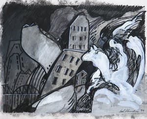 Bob Kemper - Gemengde techniek op papier, Zonder titel - Ingelijst kopen? Bied vanaf 50!