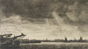 Albert Hemelman - Ets, De haven van Amsterdam kopen? Bied vanaf 60!