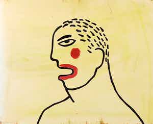 Truong Tan - Beschilderd paneel, Portret met rode lippen verkocht voor € 500!