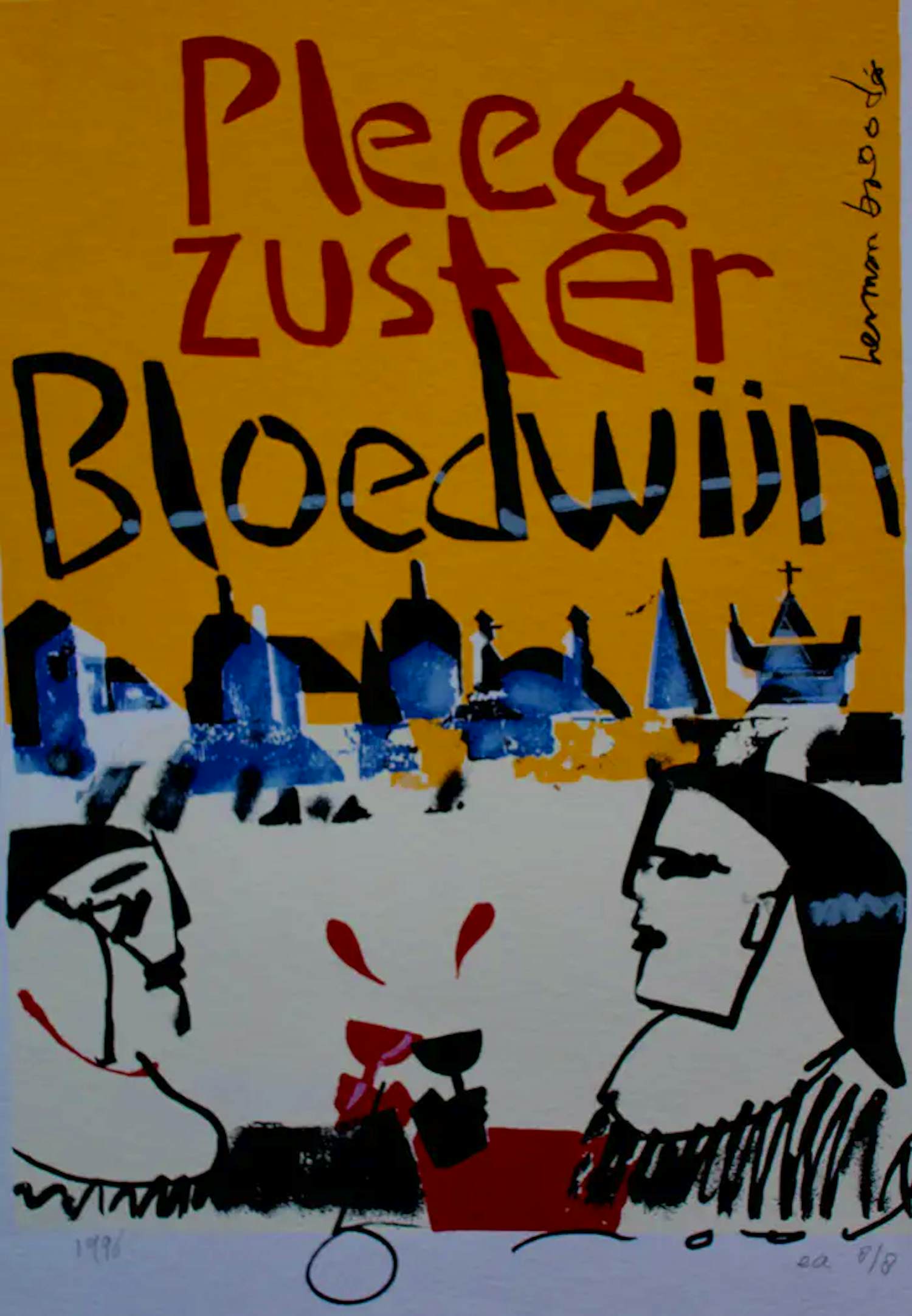 Herman Brood - Zeefdruk: Pleegzuster Bloedwijn - 1996 kopen? Bied vanaf 249!
