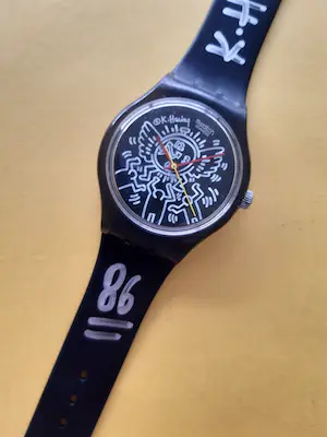 Keith Haring - Swatch "Blanc Sur Noir" (GZ104) Gesigneerd kopen? Bied vanaf 1!