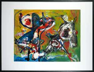 Jan te Wierik - Olie- en acrylverf op papier, Zonder titel - Ingelijst (Groot) verkocht voor € 850!