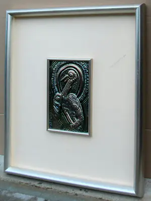 Corneille - Gepolychromeerde reliëf, in zilver: Staande vogel kopen? Bied vanaf 339!