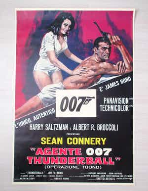 Italiaans filmaffiche: James Bond 007, Thunderball, Sean Connery  (1965) verkocht voor € 1!