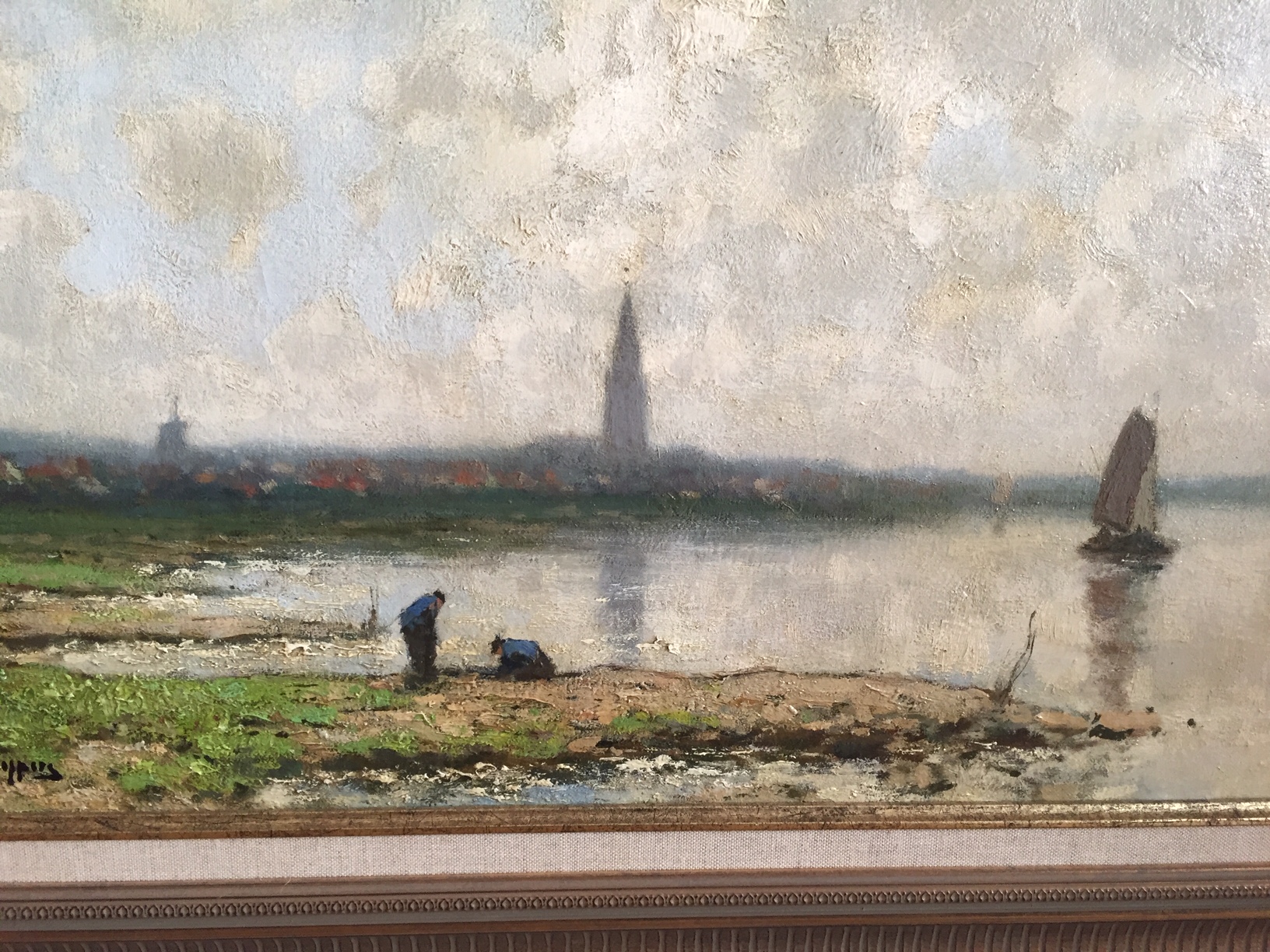 Cornelis Kuypers - Zicht op de IJssel (of: Schelpenzoekers) kopen? Bied vanaf 800!