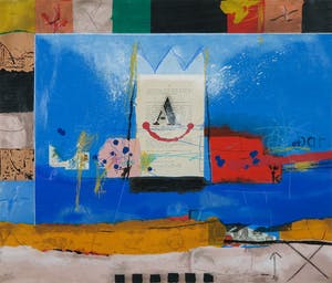 Theo Koster - Zeefdruk en collage, Vierkant blauw - Ingelijst kopen? Bied vanaf 40!