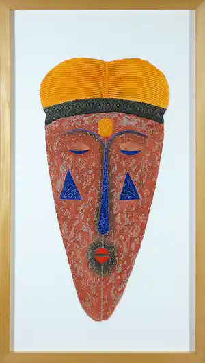 Alain Berck Vitz - Carborundum op geschept papier, Blue line - Ingelijst verkauft für € 70!