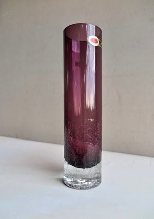 Ingrid Glas - Design Vaas - Purple kristal met craqilé - Ontwerper Carl Nelson, Zweden kopen? Bied vanaf 1!