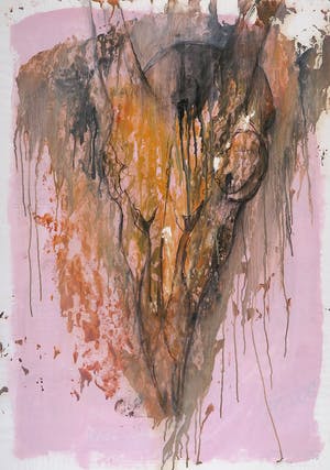 Wim de Bruin - Gemengde techniek (o.a. goauche) op bedrukt papier, Zonder titel (Groot) kopen? Bied vanaf 1!