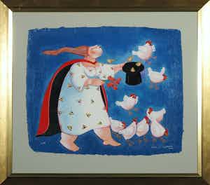 Ada Breedveld - Zeefdruk, Goochelaar - Ingelijst verkocht voor € 50!