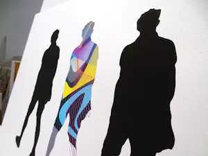 TEHOS - Drie mannen kijken naar rechts - V1 2023 - Schilderij, gemengde techniek op kunstpapier kopen? Bied vanaf 100!