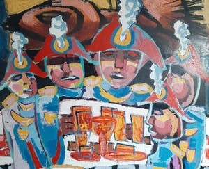 Martin van Wordragen - 'SCHUTTERSFEEST' Kleurrijk en zeer groot! kopen? Bied vanaf 795!