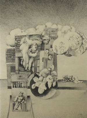 Franscz Witte - Pentekening, Burengerucht - Ingelijst (Groot) kopen? Bied vanaf 1!