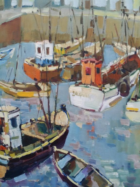 Bob Immink - Bob Immink. Olieverf op doek. Haven in Zuid-Europa. kopen? Bied vanaf 129!