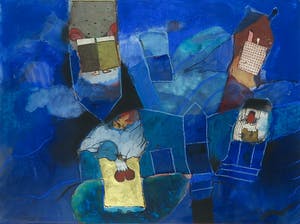 Michel van Overbeeke - Gouache met bladgoud, Zonder titel - Ingelijst kopen? Bied vanaf 100!