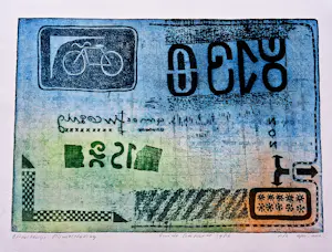Guido Eckhardt - Grote epreuve d'artiste kleuren-Ets "betaalbewijs rijwielstalling NS" kopen? Bied vanaf 49!