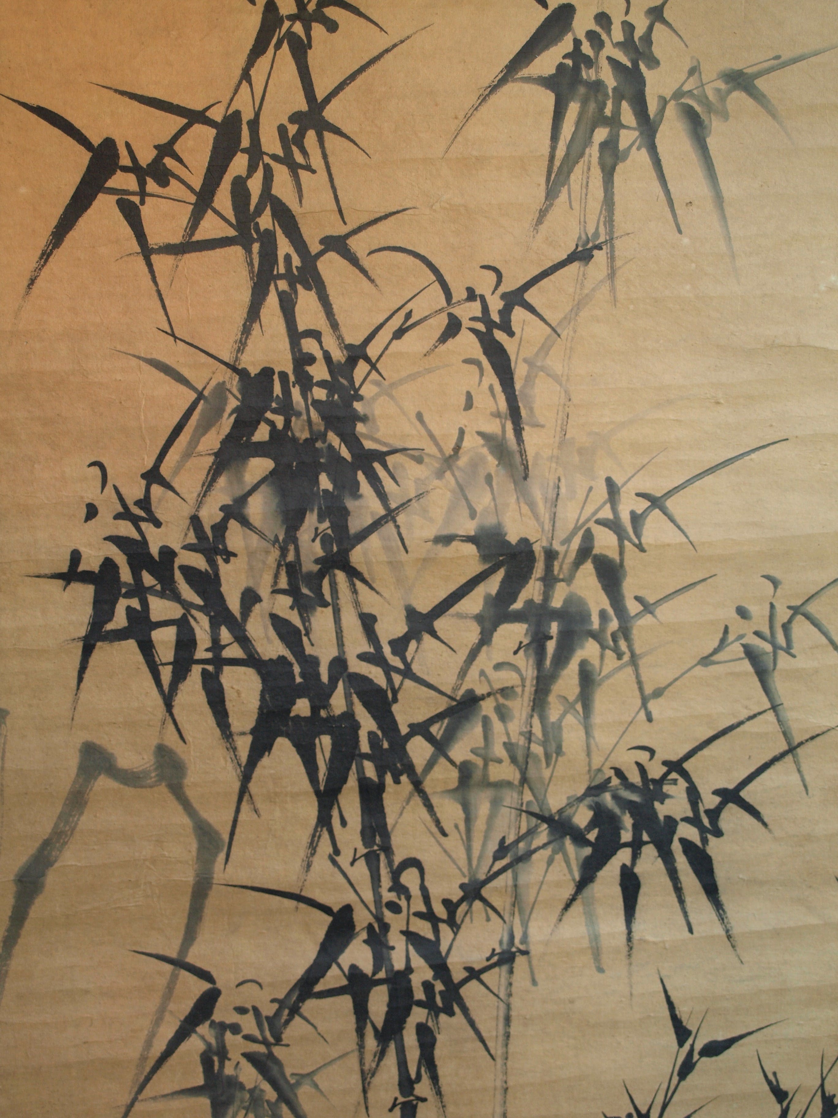 Niet of onleesbaar gesigneerd - Japanse of Chinese scroll, Riet - Inkt op papier, opgerold op houten stok kopen? Bied vanaf 1!