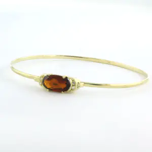 14k gouden armband bezet met citrien en single cut geslepen diamant tot. 0.03ct kopen? Bied vanaf 245!