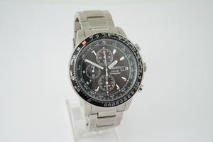 2556 - Staal - Seiko Solar Pilot Alarm Herenhorloge Quartz - Chronograph kopen? Bied vanaf 60!