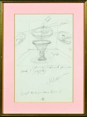 Luca Maria Patella - Potlood- en pentekening, Celui qui ... - Ingelijst verkocht voor € 1!