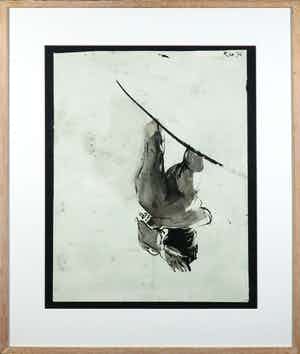 Rob Scholte - Gemengde techniek op papier, Studie - Ingelijst verkocht voor € 1!