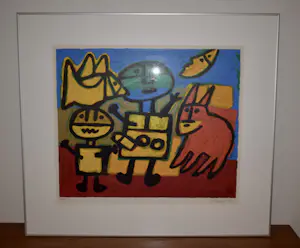 Corneille - Zeefdruk - Vogel en kat bij maanlicht - Ingelijst - Nr. 186 kopen? Bied vanaf 225!