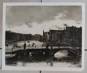 Willem Witsen - Gezicht op de Binnen-Amstel en de Halvemaansteegbrug kopen? Bied vanaf 900!