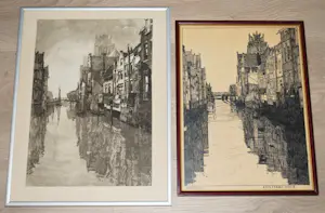 Jan Sirks - Dordrecht, Voorstraat haven - 1 ets & 1 tekening kopen? Bied vanaf 50!