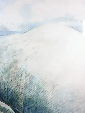 Gijs Stuyling - Gemengde techniek op geschept papier, Duinlandschap - Ingelijst (Zeer groot) kopen? Bied vanaf 1!