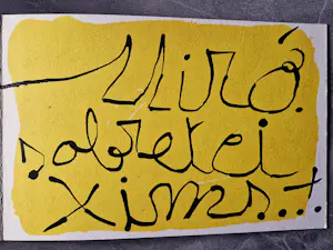 Joan Miro - originele 1973 uitnodiging + kleuren litho Galerie Maeght "Sobreteixims" kopen? Bied vanaf 68!