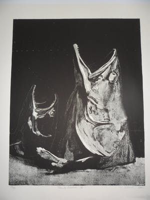 Jean-Baptiste Sécheret - Litho, titel. "Snoekkoppen III ". kopen? Bied vanaf 30!