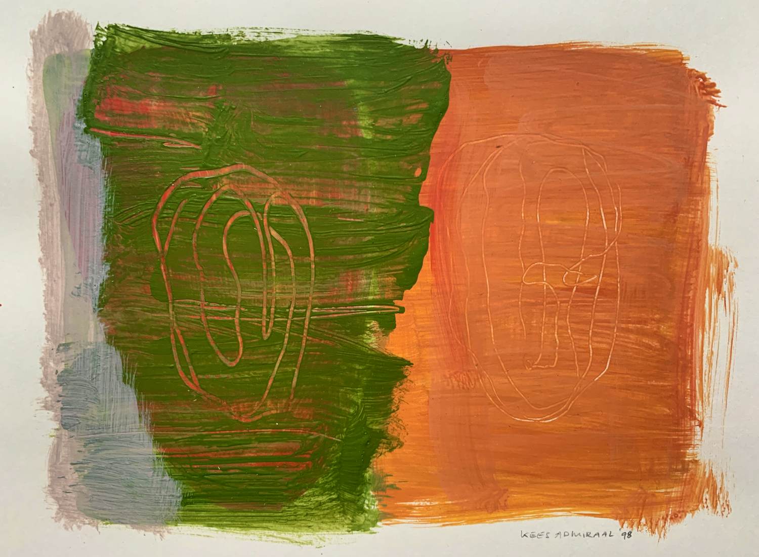 Kees Admiraal - gemengde techniek op papier - 'Abstracte portretstudie II' - 1998 (UNIEK WERK) kopen? Bied vanaf 20!