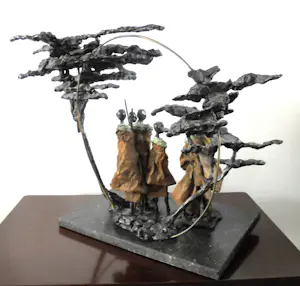 Marianne Houtkamp - "Ochtendgloren".Kapitaal beeld met pracht patina. kopen? Bied vanaf 4750!