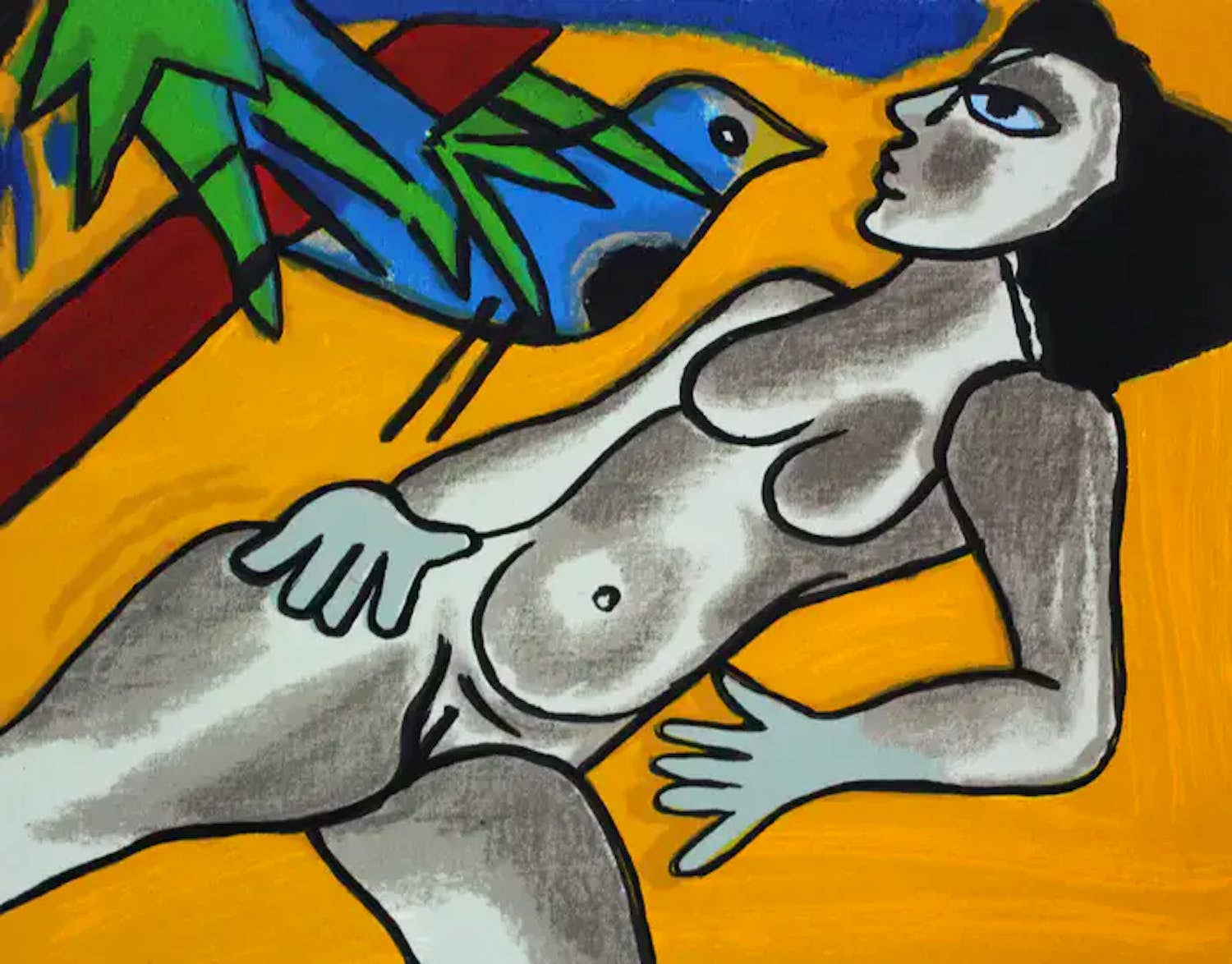 Corneille - zeefdruk: Femme et L'oiseau - 2000 verkocht voor € 199!