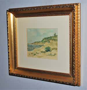 Anne Jan Pelsma - Zee en duinen - fraai ingelijste aquarel verkocht voor € 65!