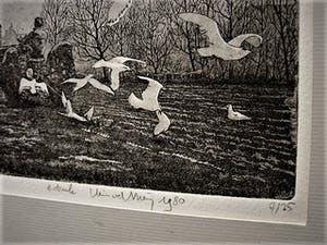 Wim van der Meij - Mooie Ets - kleine oplage (25) - "trekker met meeuwen" - gesigneerd kopen? Bied vanaf 29!