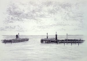 Frans Room - Lot van 15 originele tekeningen - Bakens en boeien Noord-Holland en IJsselmeer kopen? Bied vanaf 150!