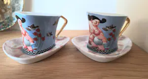 Ada Breedveld - Espressokopjes met schotel (2), vrolijk! kopen? Bied vanaf 45!