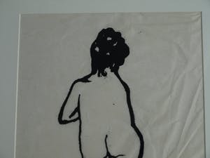 Aad de Haas - Ingelijste linosnede “Naakte vrouw op de rug gezien” – ca 1970 kopen? Bied vanaf 50!