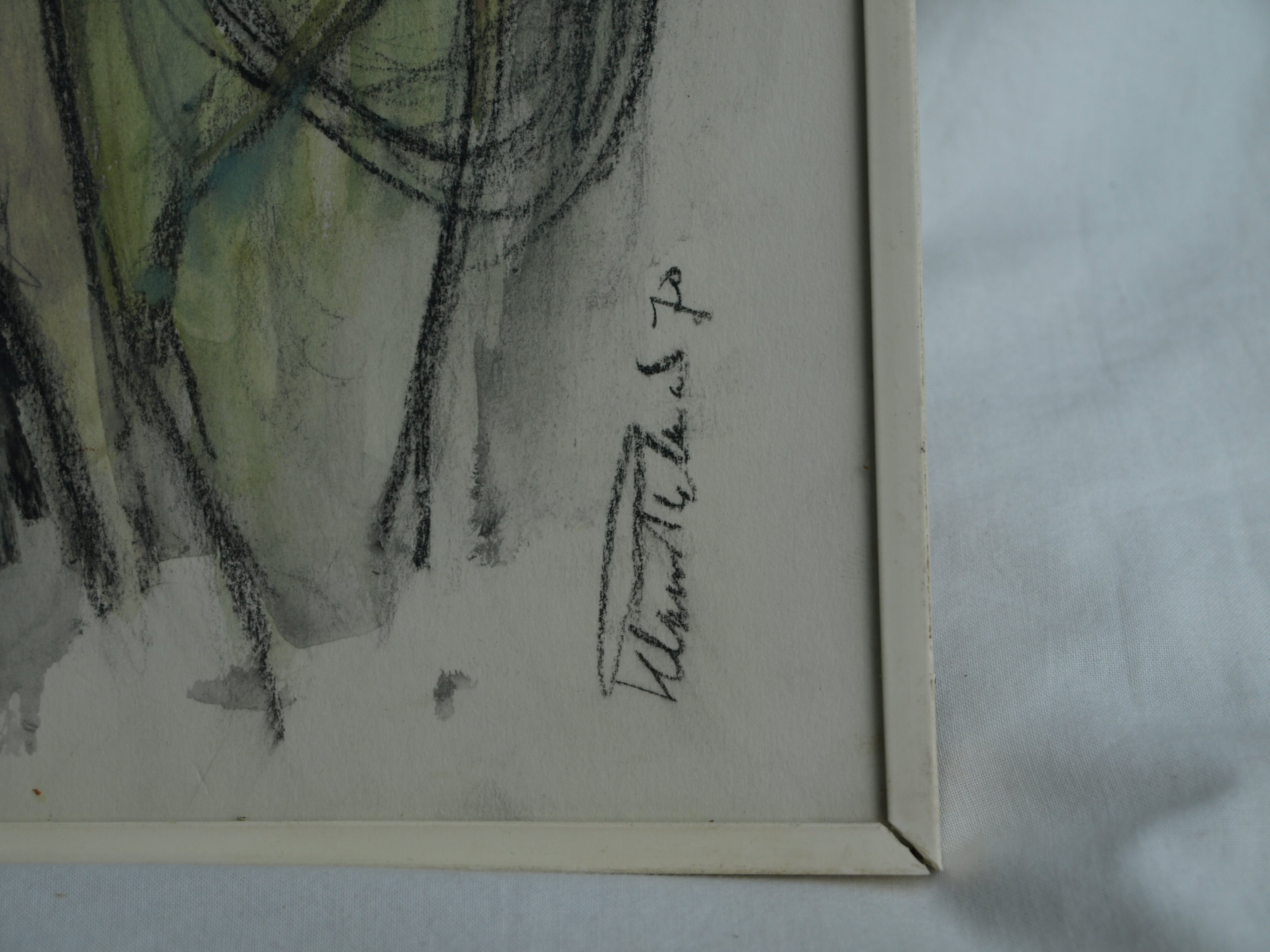 Klaas Pijlman - 2 Reigers met vrouw – pastel & aquarel – gesigneerd & ingelijst – 1970 kopen? Bied vanaf 35!