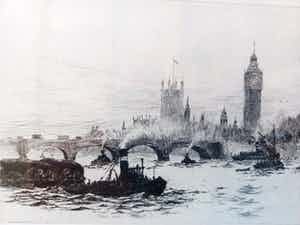 James Ardern Grant - London. (Westminster from the river) verkocht voor € 39!