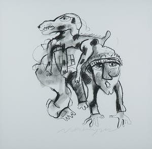 Henk Vierveijzer - Houtskool, Zonder titel - Ingelijst kopen? Bied vanaf 1!