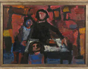 Paula Thies - Olieverf op doek, Gezin - Ingelijst kopen? Bied vanaf 400!